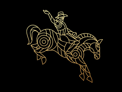 Rodeo american art badge branding design geometric gold horse icon illustration line lineart logo mark minimal monoline rodeo simple symbol vector