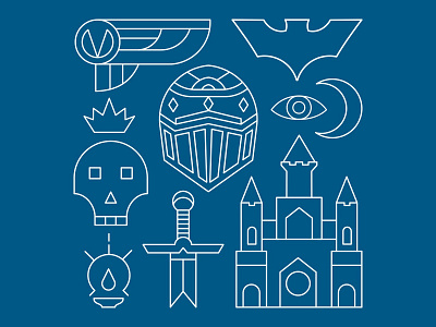 Icons castle designs geometric icons knighthelmet line lineart medieval minimal monoline playingcard skilline sorcery sword symbol