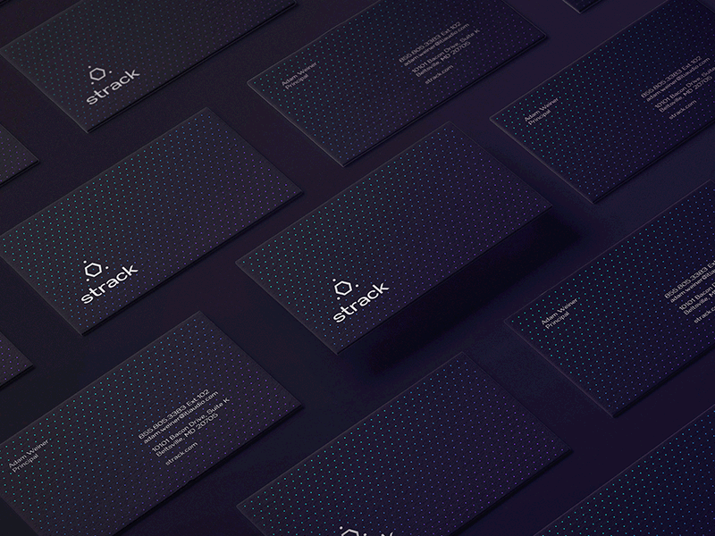 Strack Stationery branding business card collateral dots futuristic grid grid system identity identity system iridescent letterhead logo minimal mockups print tech wordmark