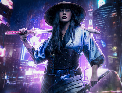 Cyberpunk Samurai 3d art composite cyberpunk digitalart graphic design graphicart photoshop