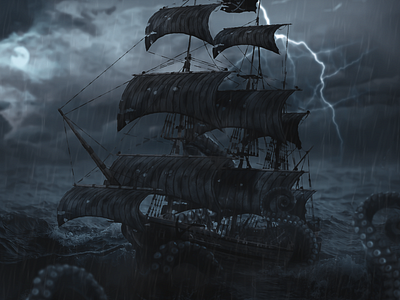 Kraken Attack art composite digitalart graphic design graphicart photoshop pirate