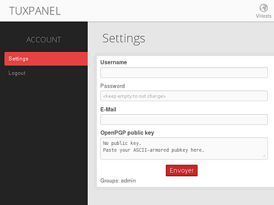 Tux-FreeHost Panel - Work in progress grey hosting panel red tux ui web webdesign white