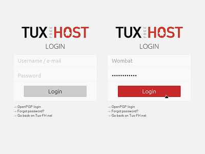 Tux-FreeHost Panel - Login form refresh clean flat grey hosting login panel red