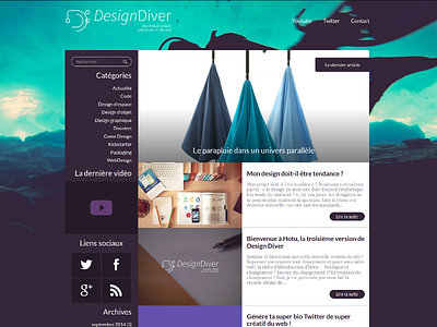 New version of DesignDiver.fr blog blue design diver fr french new version purple webdesign