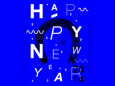 Happy New Year '14 2014 blue card helvetica new year print snow typo winter