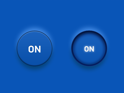 "On" button states blue button circle on ui