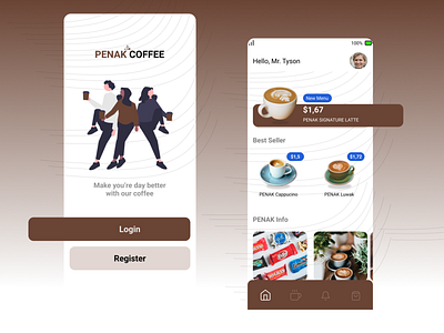 PENAK COFFEE - Coffee Mobile App branding design graphic design illustration logo mobile app mobile design typography ui user experience user interface ux vector