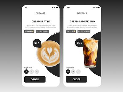 UI Design Mobile App - DREAMS.☕