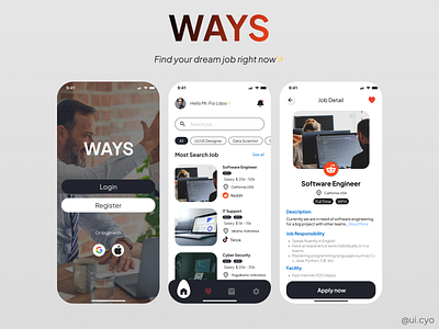 WAYS : Job Finder App✨ branding design logo mobile app typography ui user experience user interface ux