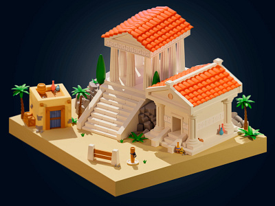 Ancient Greece 3d artwork environment gameart gamedesign greece illustration isometric lowpoly
