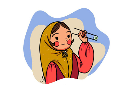 Persian Qajar Girl in love with Korean culture! animation character character design cute illustrations design digital painting epic illustration korean old story persian photoshop qajar story vector