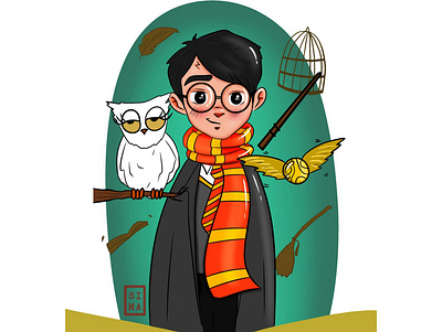 Harry potter! animation character character design comic cute illustrations design digital painting graphic design harry potter illustration motion graphics photoshop