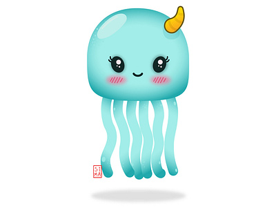Monster shy Jellyfish animation character design cute cute illustrations design digital painting graphic design illustration illustrator jellyfish monster motion graphics photoshop shy