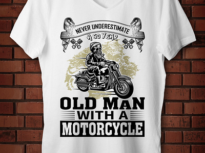 old man with a motorcycle... t-shirt design