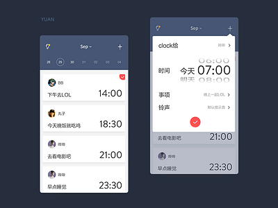 Calendar social app design interface ui user