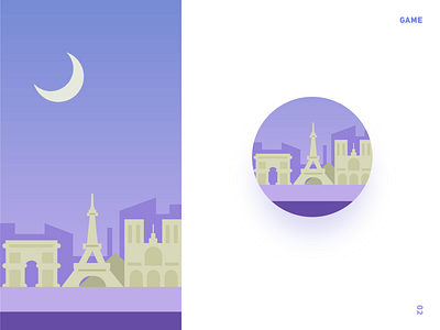 Paris at night city design illustration interface ui