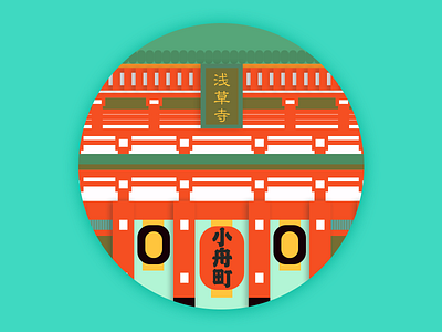 Asakusa Temple, Japan design illustration
