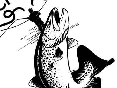 Drawing for an upcoming project drawing fish fishing fly fun illustration oklahoma tourism