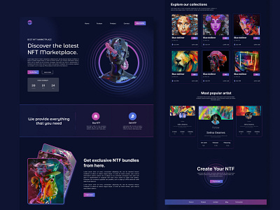 NFT website landing page app design graphic design landing page logo nft typography ui ux
