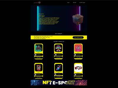 NFT E-Sport Landing Page Website Design