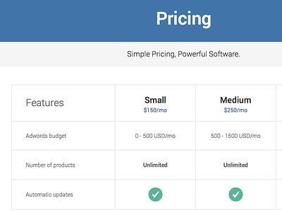 Pricing bootstrap css flat html landing page pricing table