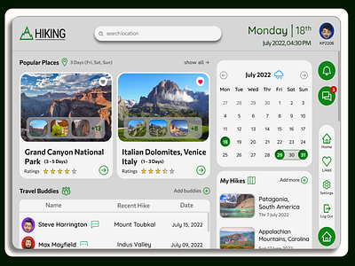 HIKING : A Travel Platform For The Explorers. app design figma graphic design social social media travel ui visual graphics web application website