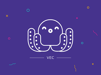 Study animation color octopus purple vector