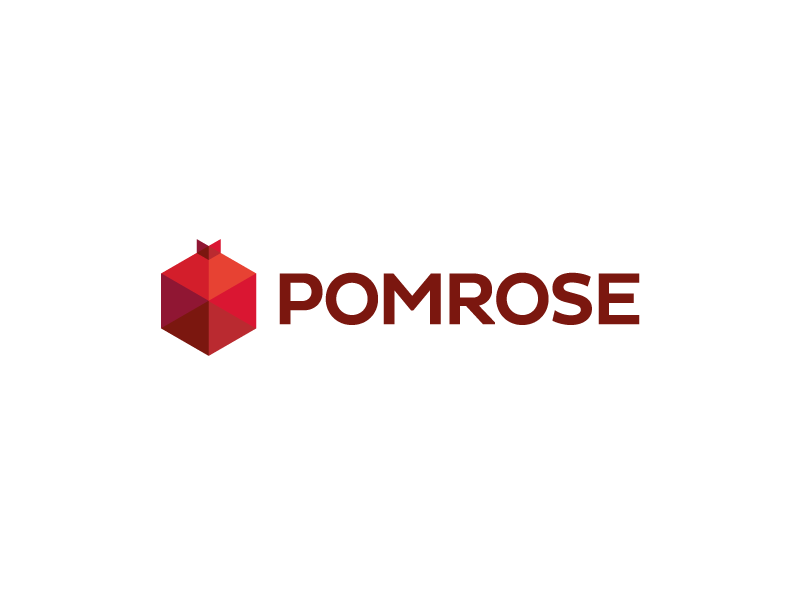 Pomrose brand logotype logo triangles hexagon fruit pomegranate