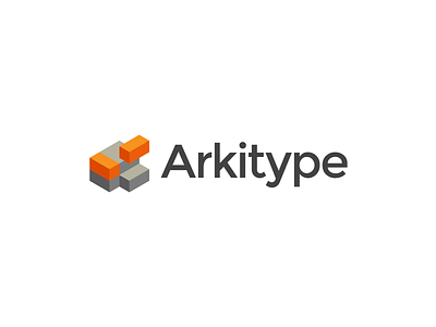 Arkitype 3d architecture bricks build building home house logo logotype shades shadow type