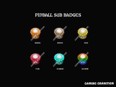 PINBALL BUTTON SUB BADGES animation branding design dicord logo motion graphics pinball button pinball sub badges twitch emotes twitch sub badges