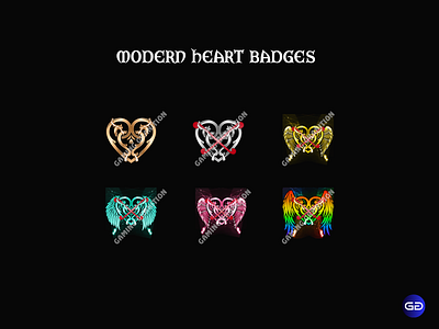 MODERN HEART SUB BADGES animation dicord heart sub badge modern heart sub badges motion graphics twitch emotes twitch sub badges