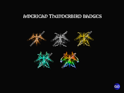 AMERICAN THUNDERBIRD SUB BADGES animation branding dicord graphic design illustration logo motion graphics twitch emotes twitch sub badges ui