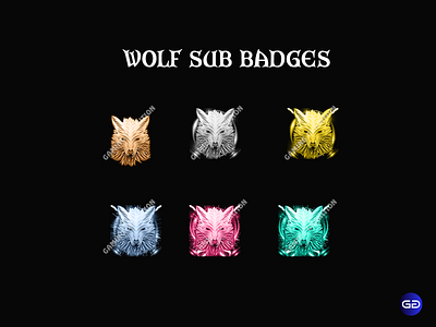 WOLF SUB BADGES animation branding design illustration logo motion graphics twitch emotes twitch sub badges wolf sub badges