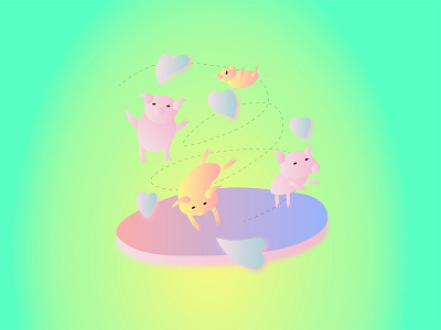 Big Pig Happiness Illustration