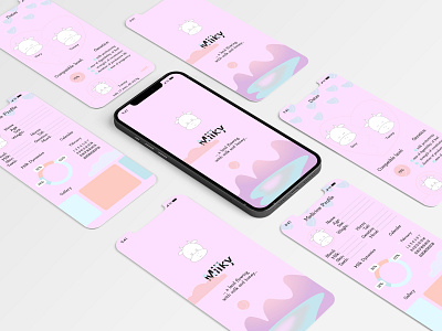 "Milky" App app branding design ui ux vector