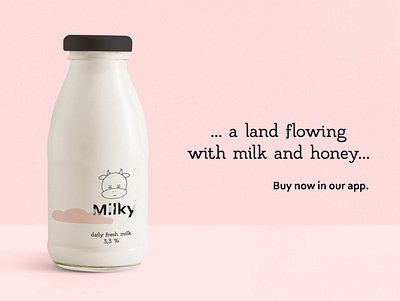 Milky App Milk Bottle app branding design graphic design illustration logo typography ui ux vector