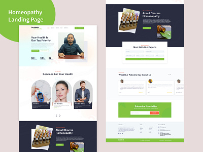 Homepathy Landing Page Design branding design graphic design health homepathy hospital landing page medical mobile app photoshop technology ui ux website