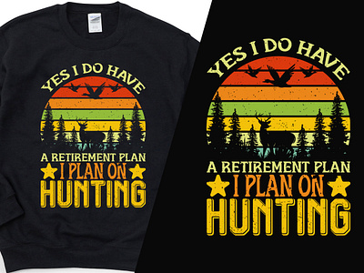 Retirement Plan as Hunting Retro T-shirt Design deer forest hunter hunting nature outdoor plan retirement retro shirt t shirt vintage