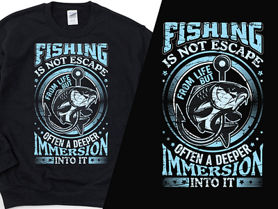 Fishing is not Escape Stylish T-shirt Design boat fish fisherman fishing hobby hook retro sea t shirt tuna vintage water
