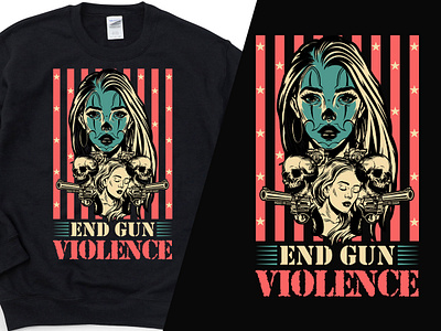 End Gun Violence Modern T-shirt Design gun military peach retro t shirt vintage violence