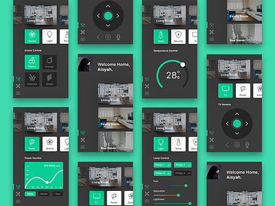 Smart Home App Concept apps black concept dark exploration green layout minimal smart home