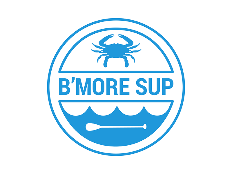 B'more Sup Logo Designs baltimore bmore branding circle crab design logo maryland paddle sup