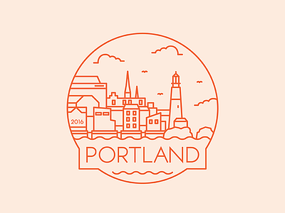 Portland - Travel Badge badge city design icon illustration lighthouse maine portland travel