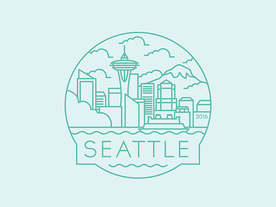 Seattle - Travel Badge badge city design ferry icon illustration seattle space needle travel washington
