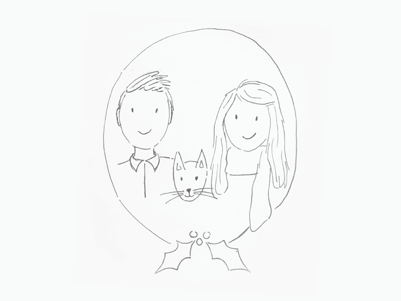 Our 2016 Christmas Card card cat christmas design family gif holiday holly illustraiton outline sketch vector