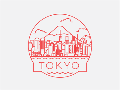 Tokyo - Travel Badge badge design godzilla icon illustration japan mt fuji tokyo travel