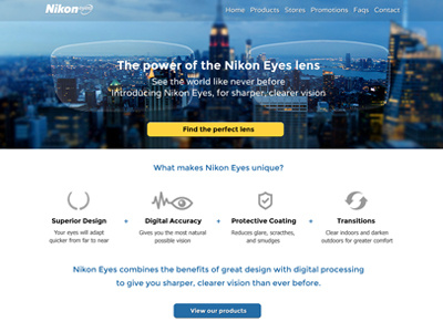 Nikon Eyes Home Page v2 eye care eyecare home web design webdesign