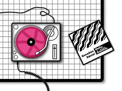 Hello dribbble - my first album debut design disc first shot illustration music turntable vinyl