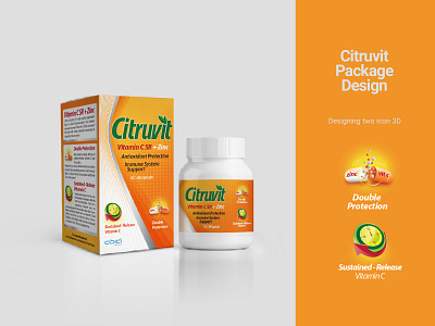 Designing a supplement box and icon vitamin C medicine branding design graphic design