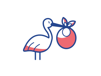 The stork brought a beautiful baby baby flat gif icon stork